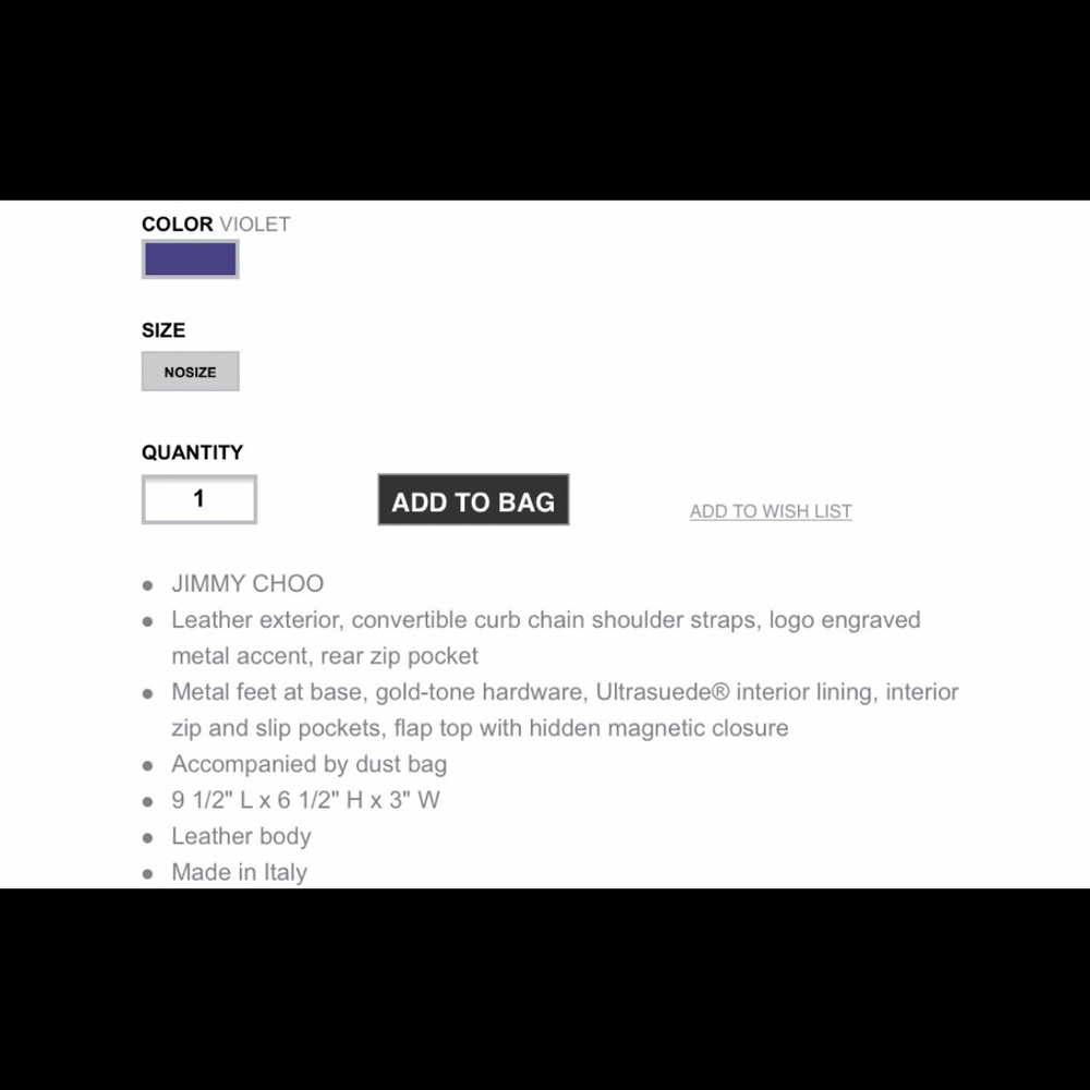 ICONIC JIMMY CHOO Violet Alba Shoulder Chain bag Retail$1690 - Picture 5 of 14